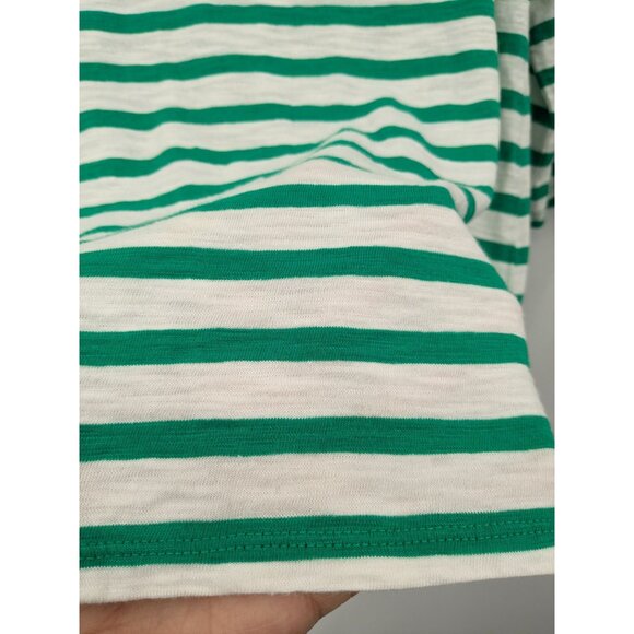 Striped Nautical Embellished Neckline Top Women Size L Tie Bow Back Coastal Soft - Picture 7 of 10